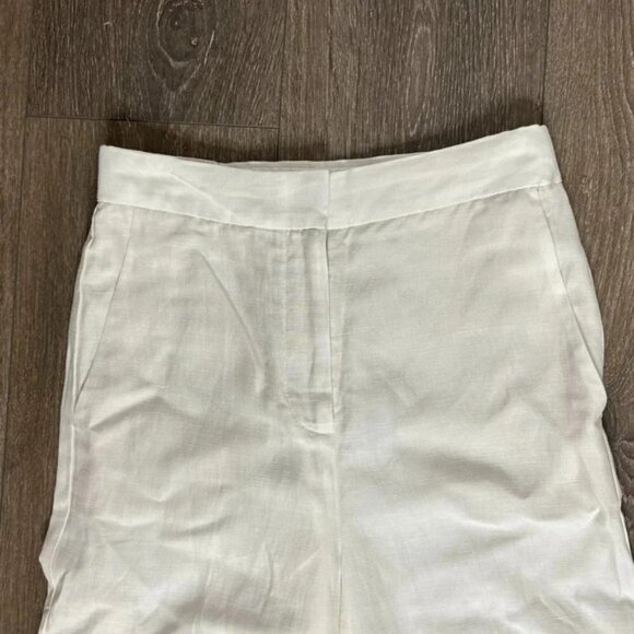 Aritzia Babaton Tahoma Pant High rise Linen Culottes Wide Leg Crop Trouser White - Picture 8 of 16